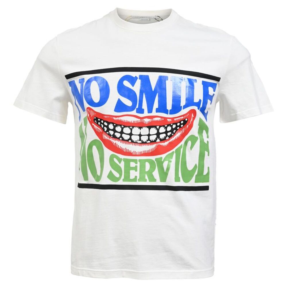 Stella McCartney No Smile No Service T-Shirt in White Cotton